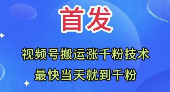全网首发：视频号无脑搬运涨千粉技术，最快当天到千粉【揭秘】-木石资源网