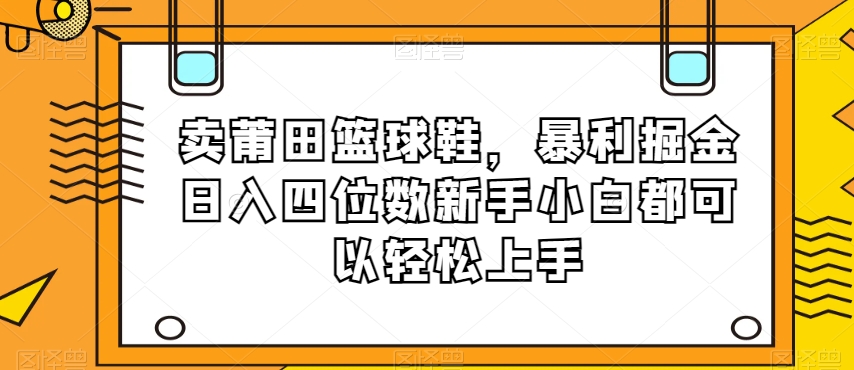 卖莆田篮球鞋，暴利掘金日入四位数新手小白都可以轻松上手【揭秘】-木石资源网