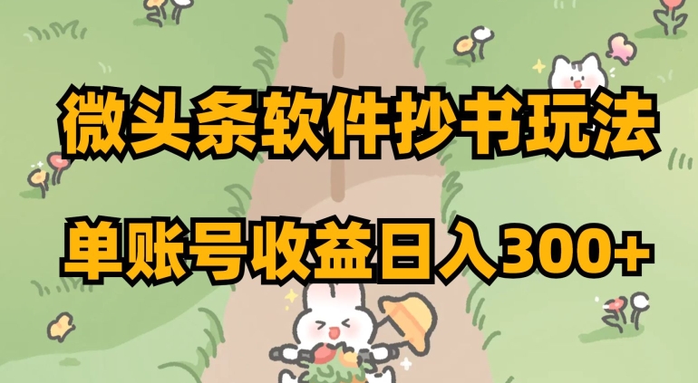 微头条软件抄书玩法，单账号收益日入300+【揭秘】-木石资源网