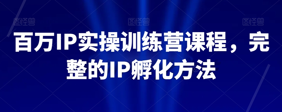 百万IP实操训练营课程，完整的IP孵化方法-木石资源网