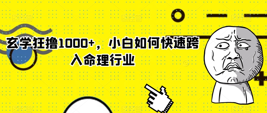 玄学狂撸1000+，小白如何快速跨入命理行业【揭秘】-木石资源网