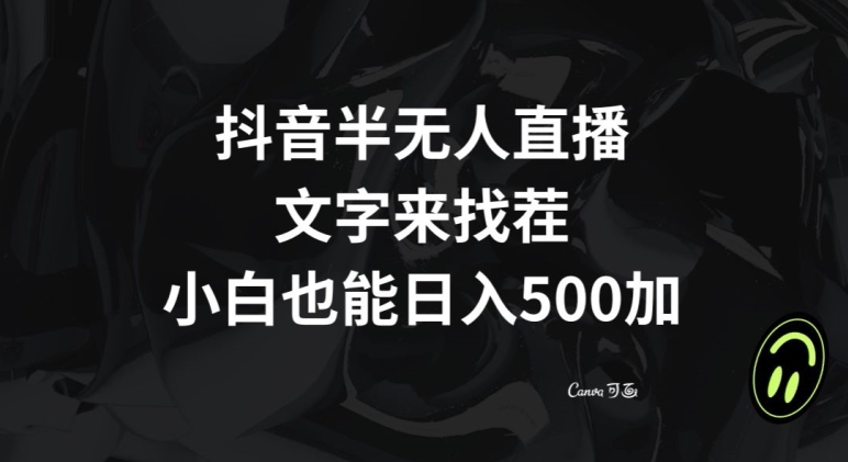 抖音半无人直播，文字来找茬小游戏，每天收益500+【揭秘】-木石资源网
