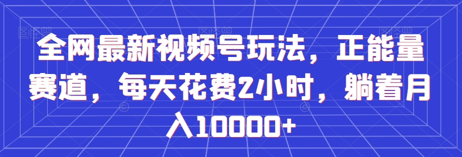 全网最新视频号玩法，正能量赛道，每天花费2小时，躺着月入10000+【揭秘】-木石资源网