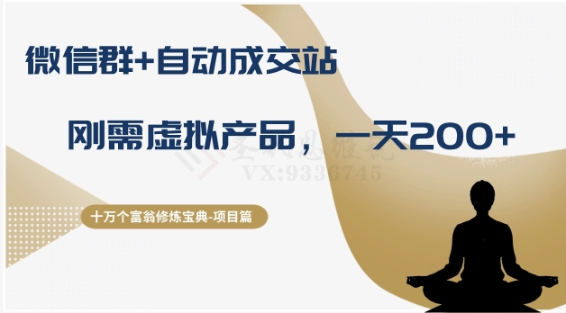 十万个富翁修炼宝典之8.微信群+自动成交站，刚需虚拟产品，一天200+-木石资源网