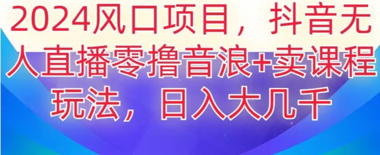 2024风口项目，抖音无人主播撸音浪+卖课程玩法，日入大几千【揭秘】-木石资源网