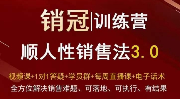 爆款！销冠训练营3.0之顺人性销售法，全方位解决销售难题、可落地、可执行、有结果-木石资源网