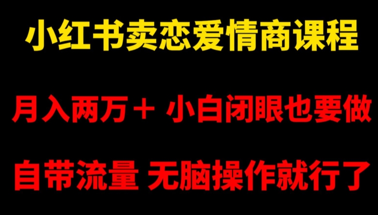 小红书卖恋爱情商课程，月入两万＋，小白闭眼也要做，自带流量，无脑操作就行了【揭秘】-木石资源网