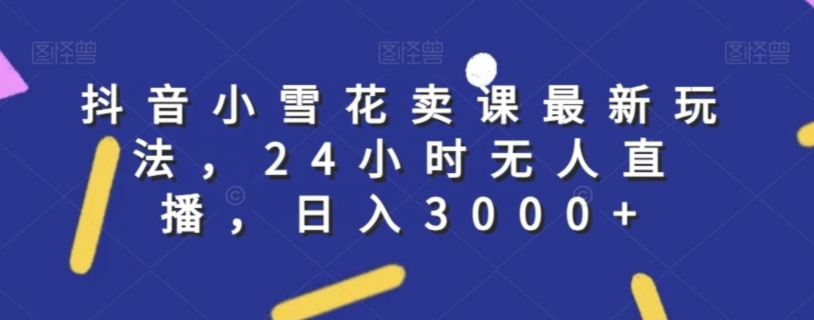 抖音小雪花卖课最新玩法，24小时无人直播，日入3000+【揭秘】-木石资源网