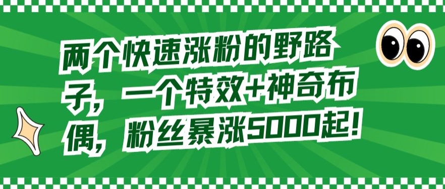 两个快速涨粉的野路子，一个特效+神奇布偶，粉丝暴涨5000起【揭秘】-木石资源网