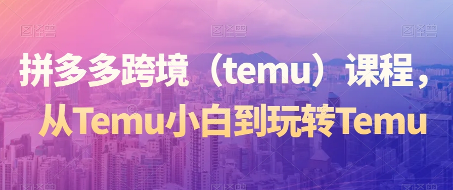 拼多多跨境（temu）课程，从Temu小白到玩转Temu-木石资源网