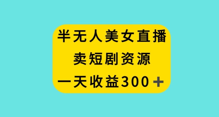半无人美女直播，卖短剧资源，一天收益300+【揭秘】-木石资源网