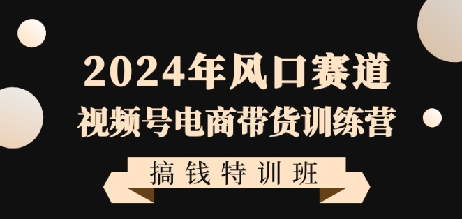 2024年风口赛道视频号电商带货训练营搞钱特训班，带领大家快速入局自媒体电商带货-木石资源网
