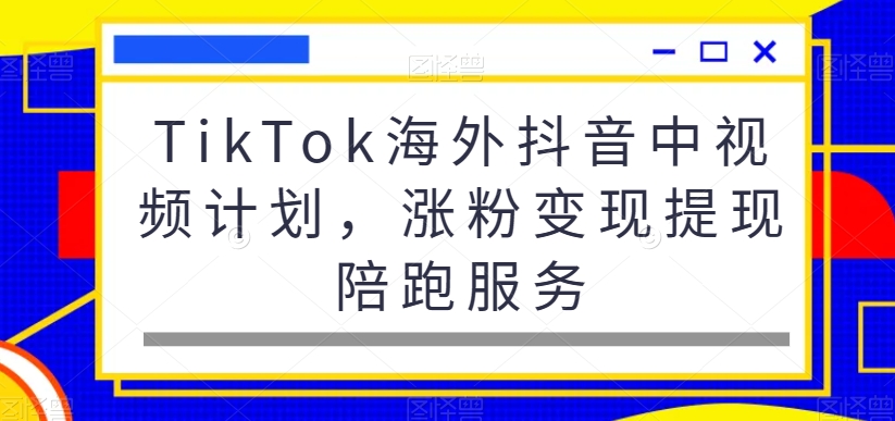 TikTok海外抖音中视频计划，涨粉变现提现陪跑服务-木石资源网