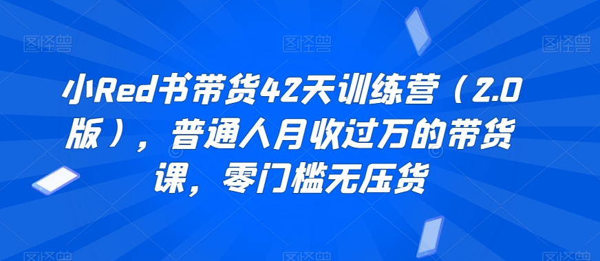 小Red书带货42天训练营（2.0版），普通人月收过万的带货课，零门槛无压货-木石资源网