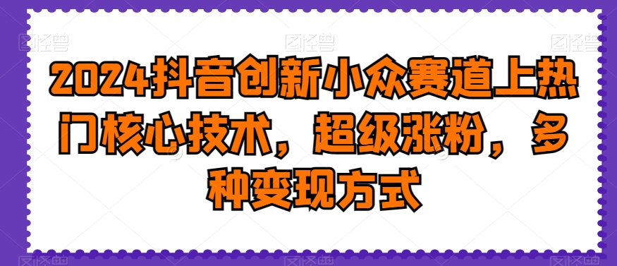 2024抖音创新小众赛道上热门核心技术，超级涨粉，多种变现方式【揭秘】-木石资源网