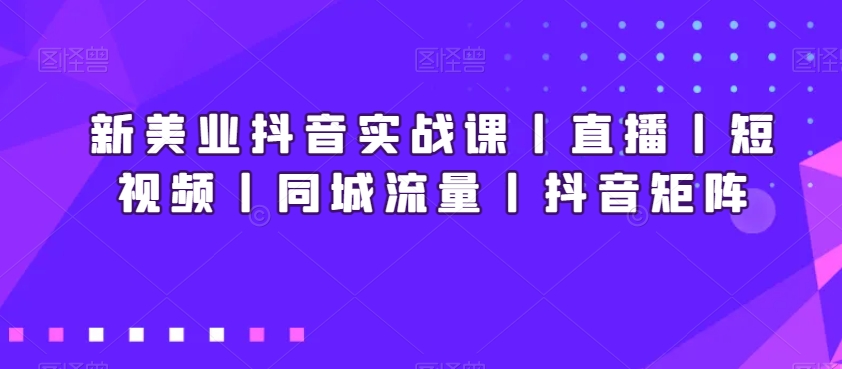 新美业抖音实战课丨直播丨短视频丨同城流量丨抖音矩阵-木石资源网