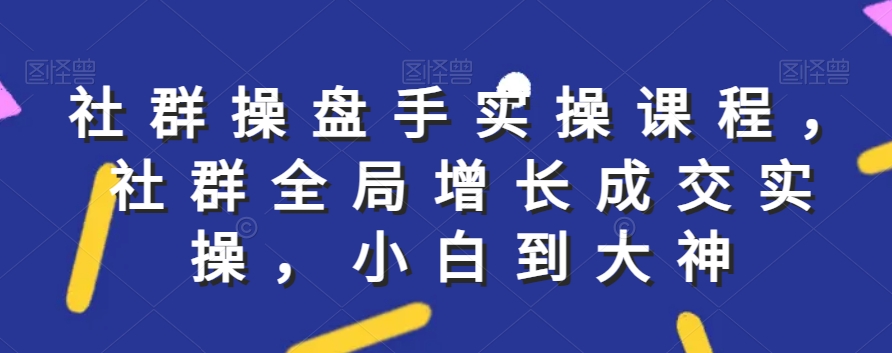 社群实操课程，社群全局增长成交实操，小白到大神-木石资源网