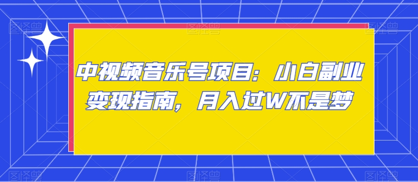中视频音乐号项目：小白副业变现指南，月入过W不是梦【揭秘】-木石资源网