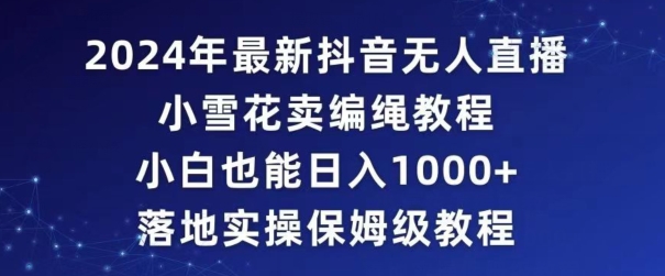 2024年抖音最新无人直播小雪花卖编绳项目，小白也能日入1000+落地实操保姆级教程【揭秘】-木石资源网