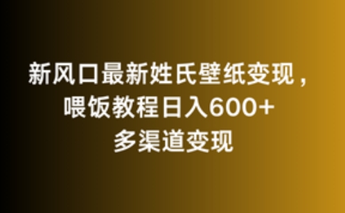 新风口最新姓氏壁纸变现，喂饭教程日入600+【揭秘】-木石资源网