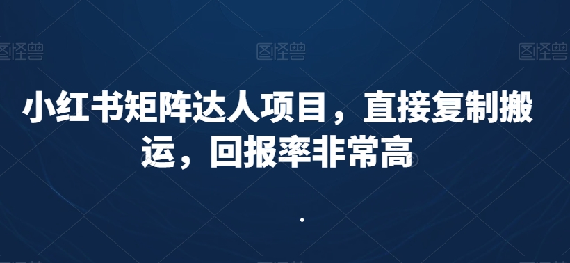 小红书矩阵达人项目，直接复制搬运，回报率非常高-木石资源网