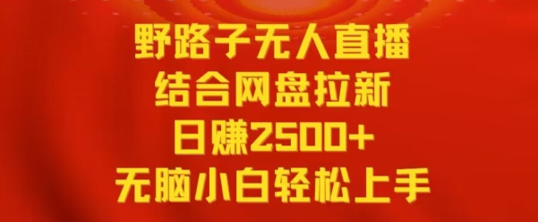 野路子无人直播结合网盘拉新，日赚2500+，小白无脑轻松上手【揭秘】-木石资源网