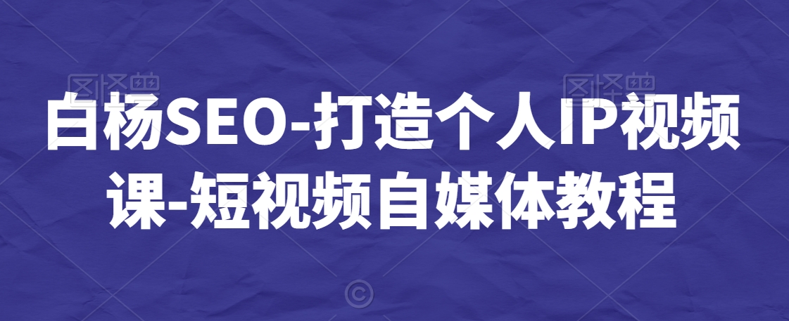 白杨SEO-打造个人IP视频课-短视频自媒体教程-木石资源网