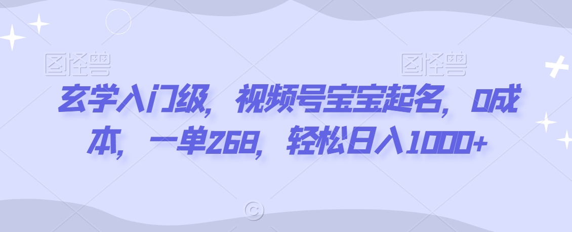 玄学入门级，视频号宝宝起名，0成本，一单268，轻松日入1000+【揭秘】-木石资源网