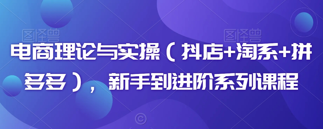 电商理论与实操（抖店+淘系+拼多多），新手到进阶系列课程-木石资源网