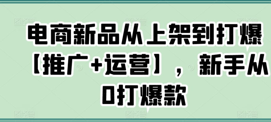电商新品从上架到打爆【推广+运营】，新手从0打爆款-木石资源网
