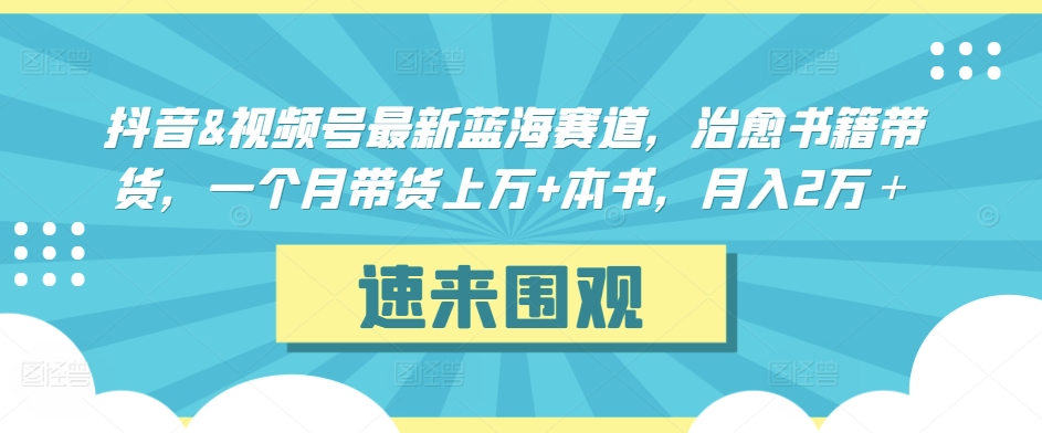 抖音&视频号最新蓝海赛道，治愈书籍带货，一个月带货上万+本书，月入2万＋【揭秘】-木石资源网