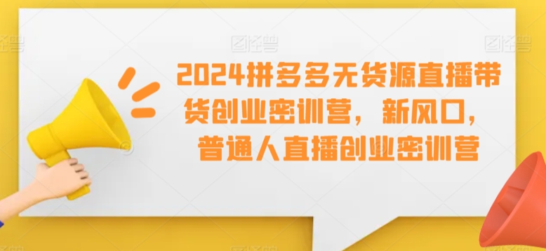 2024拼多多无货源直播带货创业密训营，新风口，普通人直播创业密训营-木石资源网