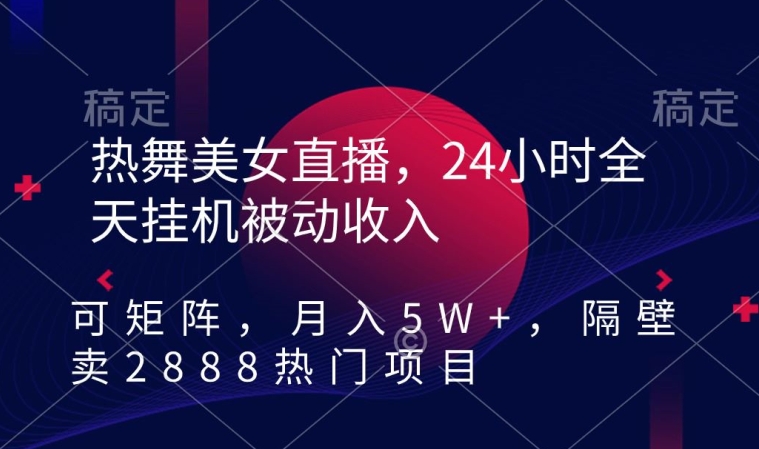 热舞美女直播，24小时全天挂机被动收入，可矩阵，月入5W+，隔壁卖2888热门项目【揭秘】-木石资源网