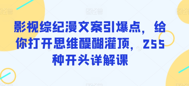影视综纪漫文案引爆点，给你打开思维醍醐灌顶，255种开头详解课-木石资源网