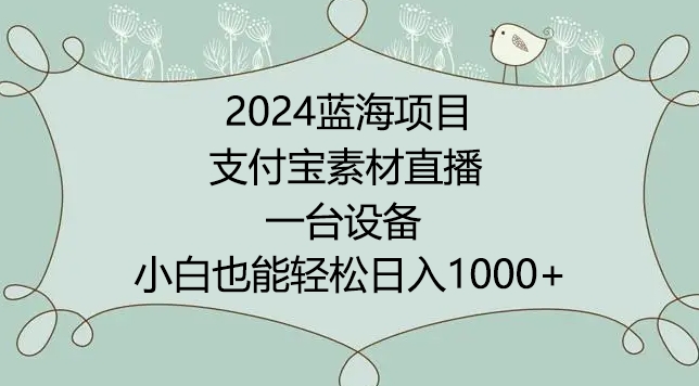 2024年蓝海项目，支付宝素材直播，无需出境，小白也能日入1000+ ，实操教程【揭秘】-木石资源网