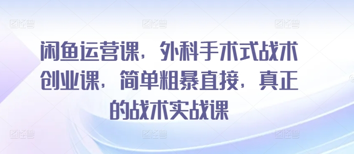 闲鱼运营课，外科手术式战术创业课，简单粗暴直接，真正的战术实战课-木石资源网