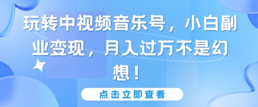 玩转中视频音乐号，小白副业变现，月入过万不是幻想【揭秘】-木石资源网