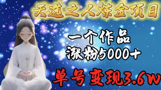天选之人炼金项目，一个作品涨粉5000+，单号变现3.6w【揭秘】-木石资源网