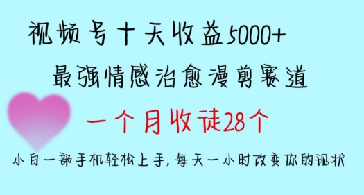 十天收益5000+，多平台捞金，视频号情感治愈漫剪，一个月收徒28个，小白一部手机轻松上手【揭秘】-木石资源网