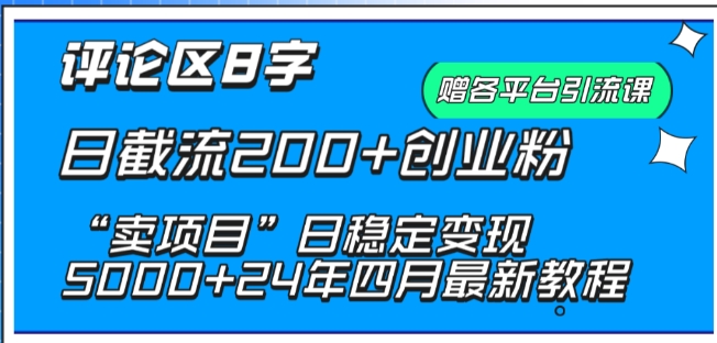 抖音评论区8字日截流200+创业粉 “卖项目”日稳定变现5000+【揭秘】-木石资源网