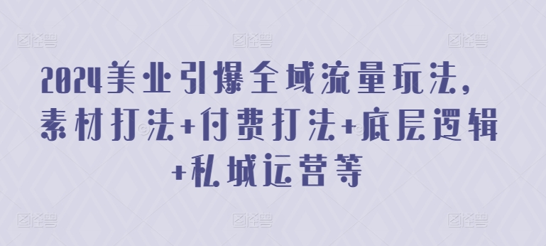 2024美业引爆全域流量玩法，素材打法 付费打法 底层逻辑 私城运营等-木石资源网