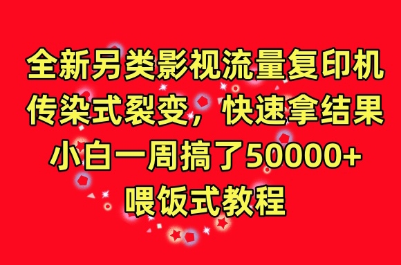 全新另类影视流量复印机，传染式裂变，快速拿结果，小白一周搞了50000+，喂饭式教程【揭秘】-木石资源网
