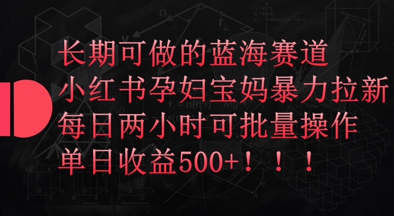 长期可做的蓝海赛道，小红书孕妇宝妈暴力拉新玩法，每日两小时可批量操作，单日收益500+【揭秘】-木石资源网