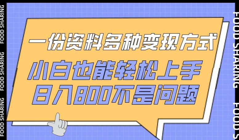 一份资料多种变现方式，小白也能轻松上手，日入800不是问题【揭秘】-木石资源网