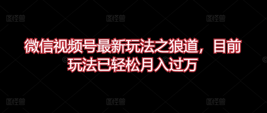 微信视频号最新玩法之狼道，目前玩法已轻松月入过万【揭秘】-木石资源网