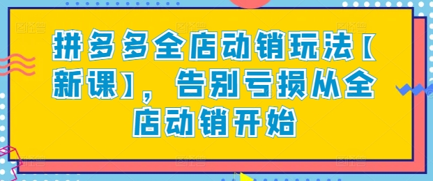 拼多多全店动销玩法【新课】，告别亏损从全店动销开始-木石资源网