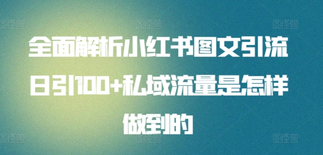 全面解析小红书图文引流日引100+私域流量是怎样做到的【揭秘】-木石资源网