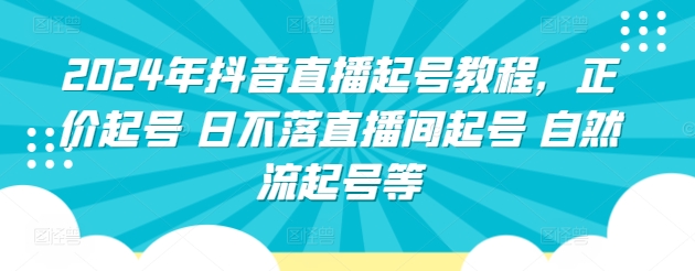 2024年抖音直播起号教程，正价起号 日不落直播间起号 自然流起号等-木石资源网