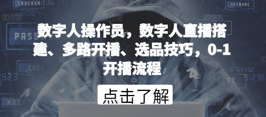 数字人操作员，数字人直播搭建、多路开播、选品技巧，0-1开播流程-木石资源网