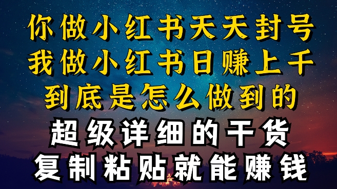 都知道小红书能引流私域变现，可为什么我能一天引流几十人变现上千，但你却频频封号违规被限流【揭秘】-木石资源网